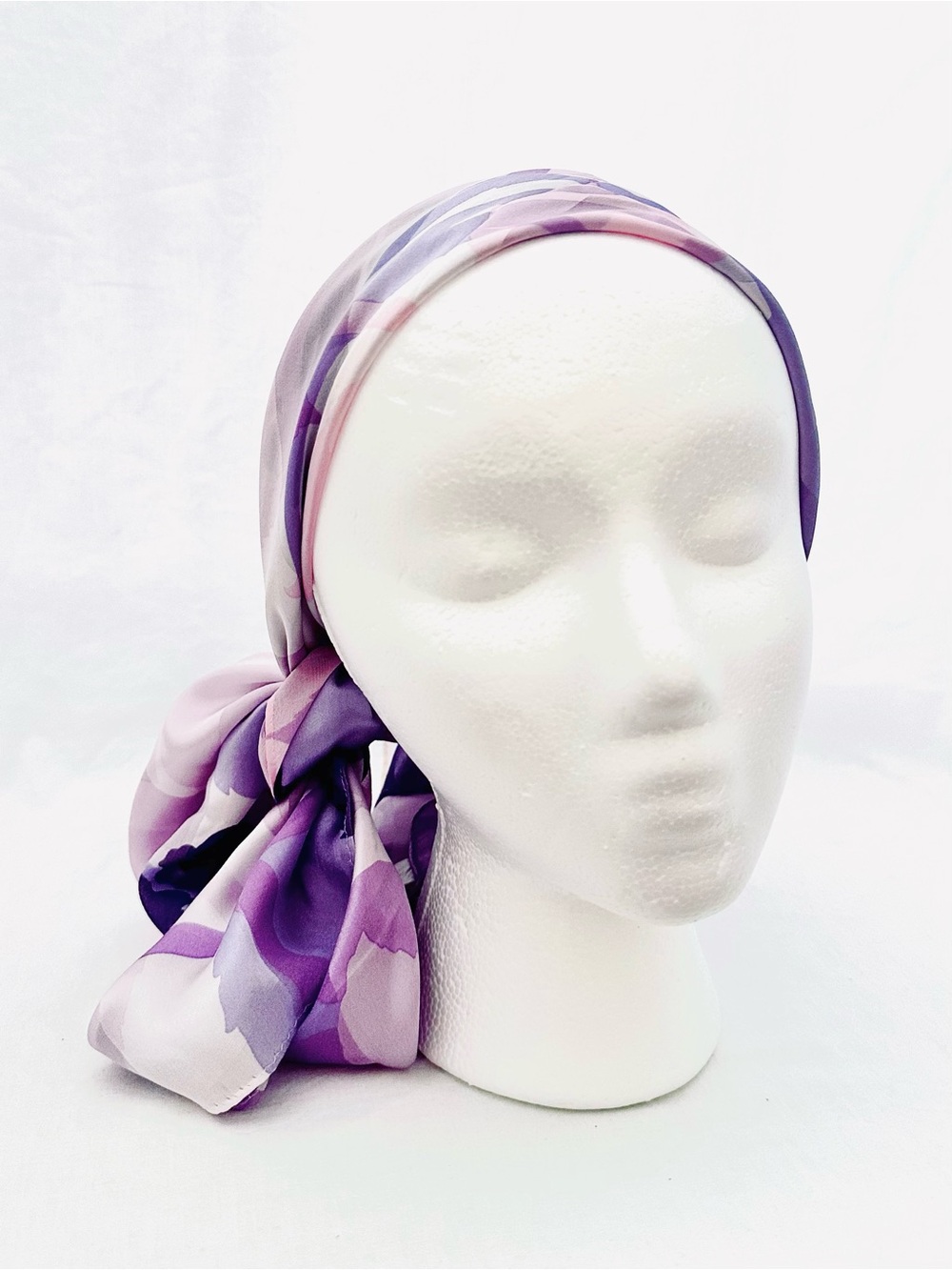 Borsalino Silk Scarf in Lilac Purple Floral Print 34” x 34” Vintage